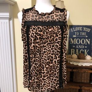 Ana Cheetah Print Tank Top Blouse Medium